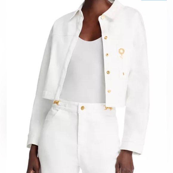 NWT $348 Kobi Halperin Teagan Denim White Jacket Size S Cropped Brooch - Picture 8 of 13
